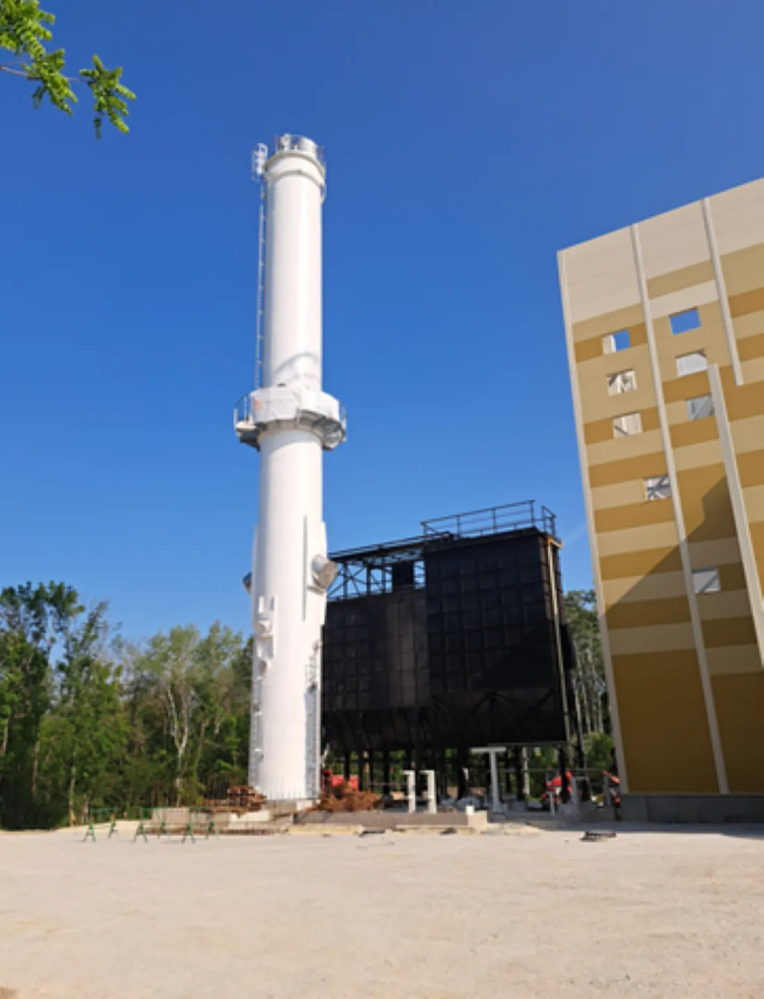The chimney of the biomass district heating plant in Kecskemét
