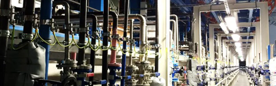 Process piping systems at the Bridgestone Magyarország Kft. tyre plant in Tatabánya
